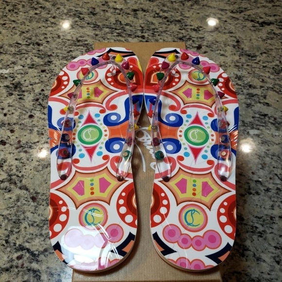 NEW Christian Louboutin Loubi Studded Flip Flop Size 35 - Picture 3 of 13